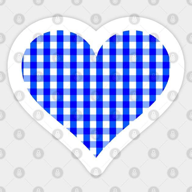 Bright Blue and White Gingham Heart Sticker by bumblefuzzies